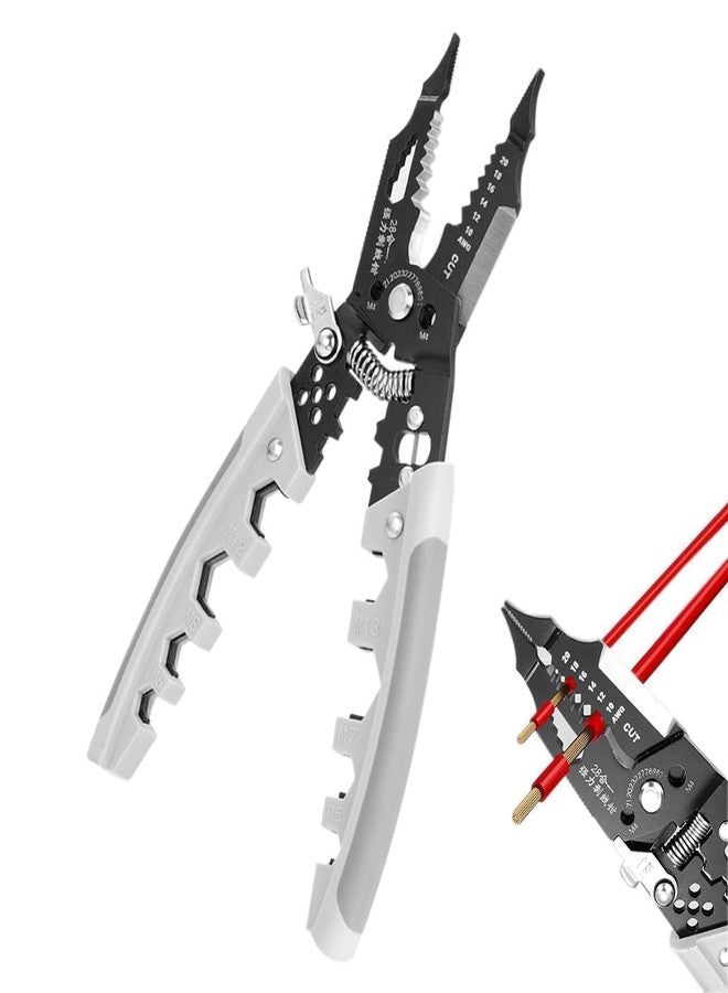 SPITEN 28-in-1 Wire Stripper and Cutter - Multifunctional Wire Stripping and Crimping Tool, Chromium Vanadium Steel Wire Cutter Pliers for Electricians and Electrical Work - Image 1